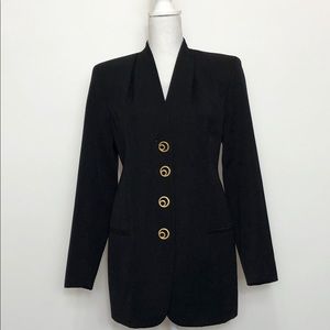 Tahari Classics Wool Long Length Black Blazer